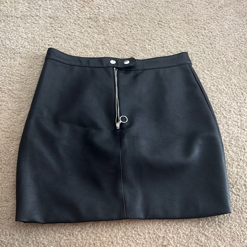 Faux Black Leather Skirt
